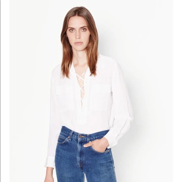 Equipment Knox Lace Up Henley Silk Blouse Sz XS EUC Magenta - Picture 4 of 8